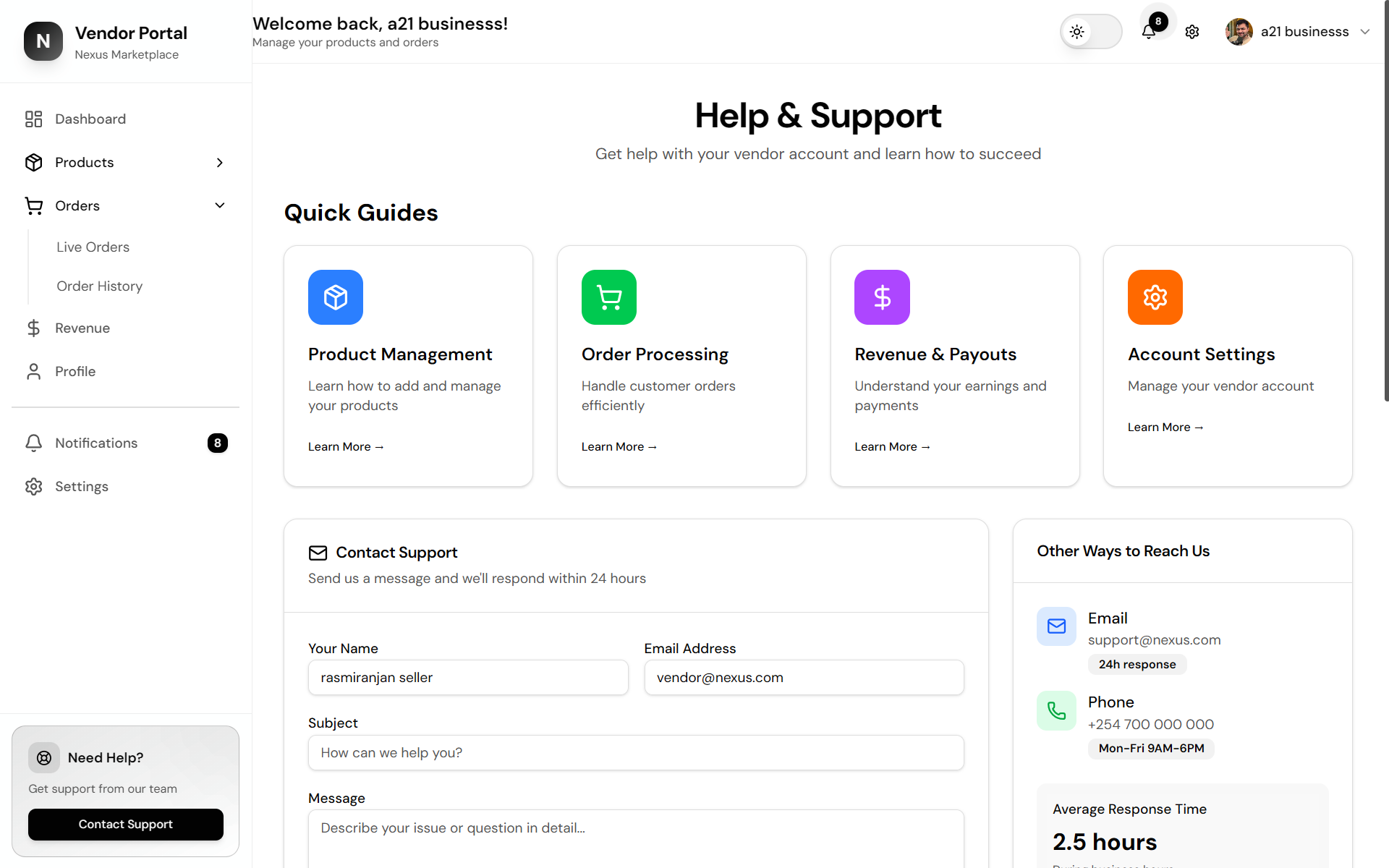 Vendor Dashboard screenshot 15